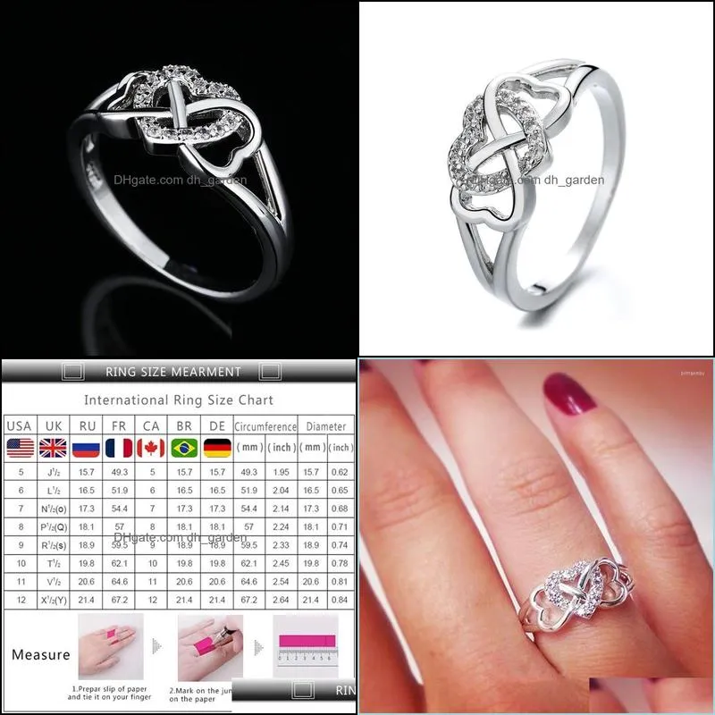 wedding rings women triple heart infinity promise ring silver plated zircon engagement for bridal fashion jewelrywedding brit22