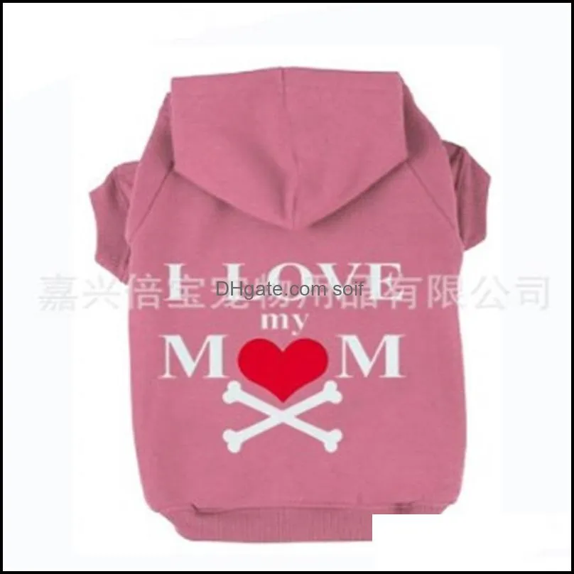 dog apparel clothes cute fleece hoodie coat printing i love my mom heart bone shirt cap puppy sweater pet supplies 15 5bb bb