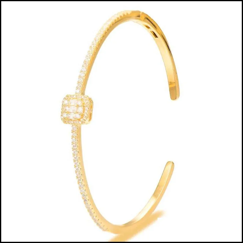 bangle trendy luxury stackable for women wedding full cubic zircon crystal cz dubai bracelet party jewelry