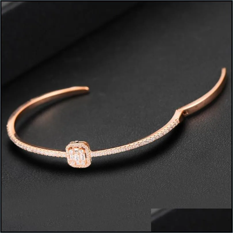 bangle trendy luxury stackable for women wedding full cubic zircon crystal cz dubai bracelet party jewelry
