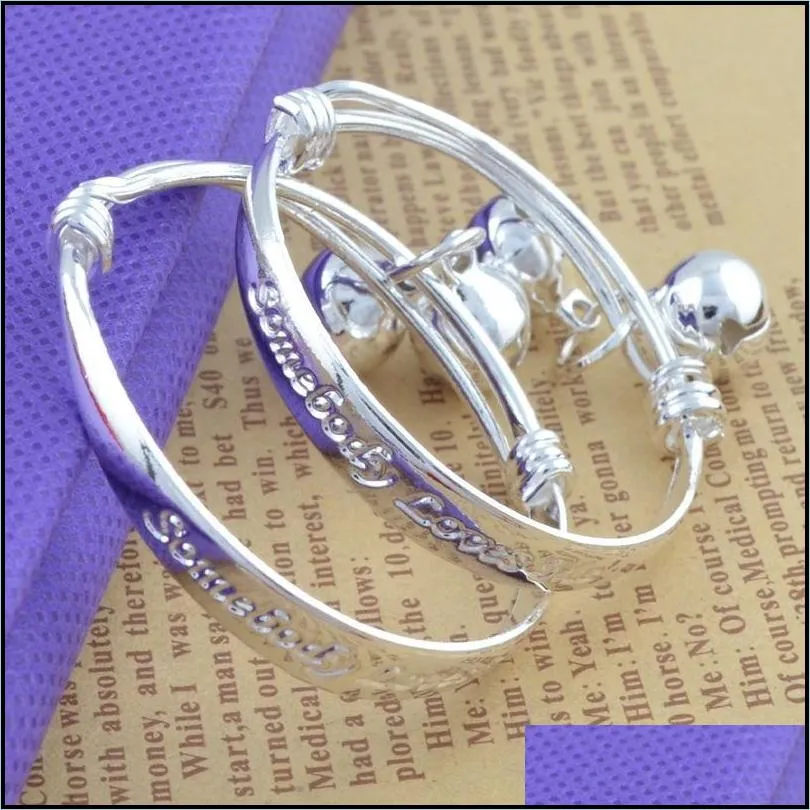 bangle 2pcs children baby girls boys toddlers adjustable size 925 sterling silverbangle