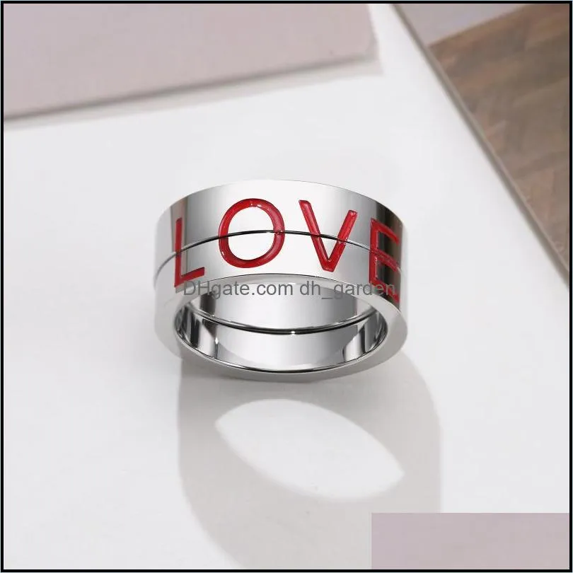 Wedding Rings Stainless Steel Corrosion Red Love Couple Ring Color Pair Men Women Jewelry WholesaleWedding Brit22