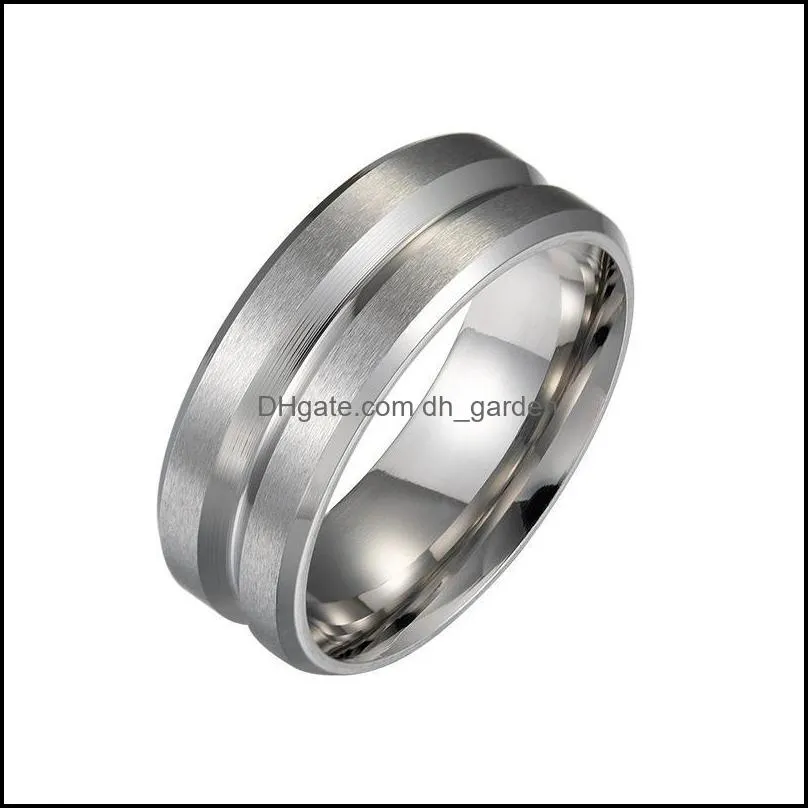 wedding rings luxury charm matte groove ring for men women fashion polished stainless steel jewelry giftwedding brit22
