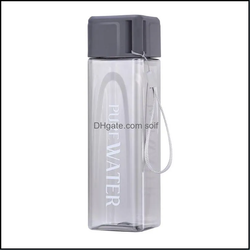 Portable Square Water Bottles Plastic Originality Drink Coffee 500ml Cups Leak Proof Heat Resisting Transparent Drink Mugs