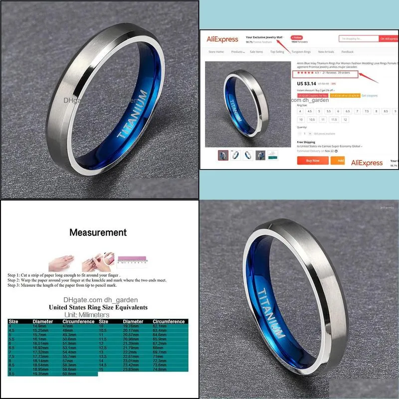 wedding rings 4mm blue inlay titanium for women fashion love female engagement promise jewelry anillos mujer sieradenweddingwedding