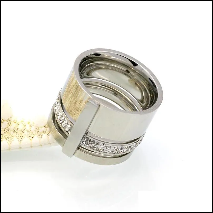 Three rings with diamond mud and titanium steel ring