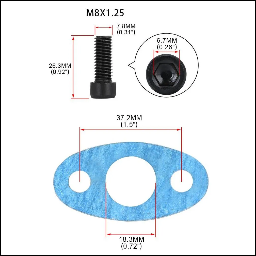 PQY - Turbo Oil Feed Inlet Flange Gasket Adapter Kit 4AN 4 AN Fitting T3 T3/T4 T04 PQY-OFG31