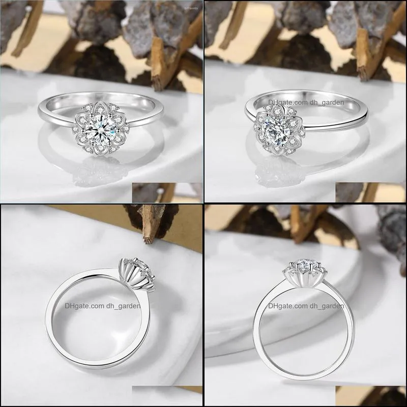 wedding rings classics white gold plated bridal ring womens crystal flower 0 45 cubic zirconia engagement jewelrywedding ringswedding