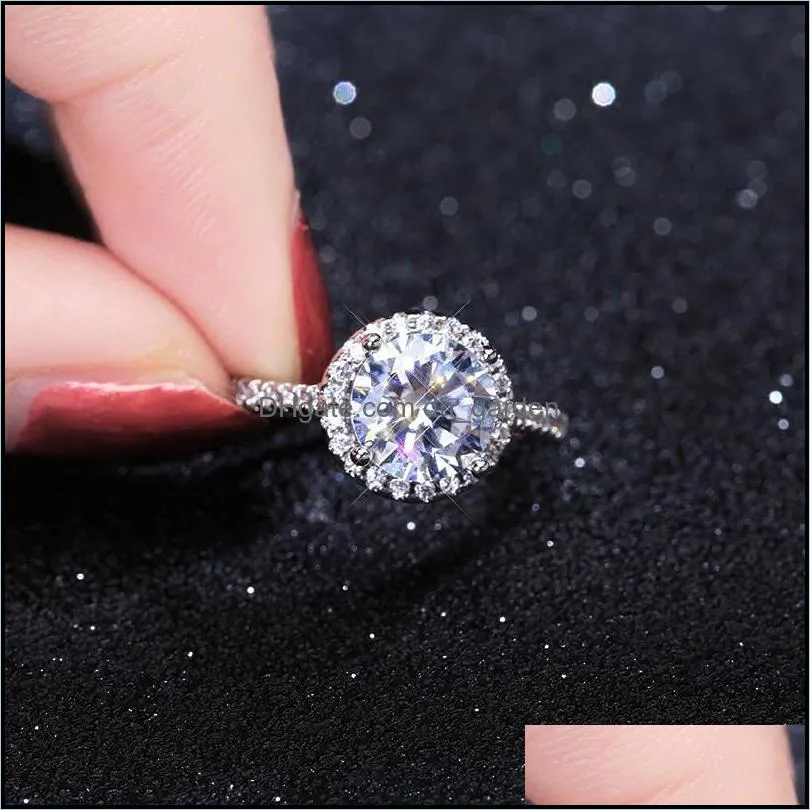 wedding rings trendy jewelry for women cubic zirconia charms bridal engagement white gold color ring drop brit22