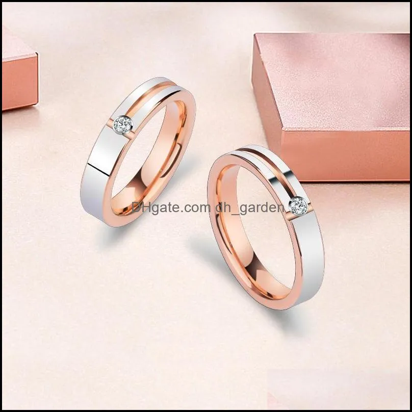 wedding rings classic 4mm width womens tungsten band rose color plating inlay cz stones high polished size 512wedding brit22