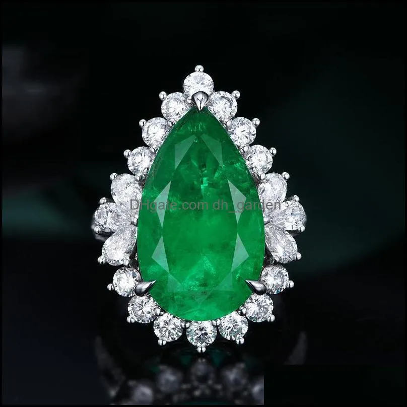 wedding rings high quality big water drop green cubic zirconia classic women engagement party jewelry bridal dress accessorieswedding