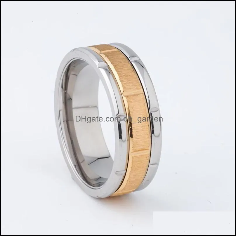 Wedding Rings 8mm Black Gold Color Men`s Spinner Ring Rotatable Band Fashion Classic Man Gent`s Party JewelryWeddingWeddingWedding B