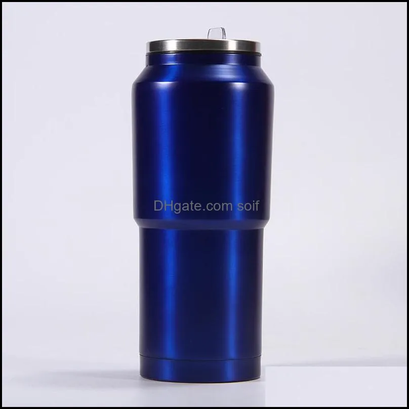 Outdoors Sports Water Bottles Straw Type Stainless Steel Thermos Cup Portable Drinks Tumbler Solid Color High Capacity 15hq E1