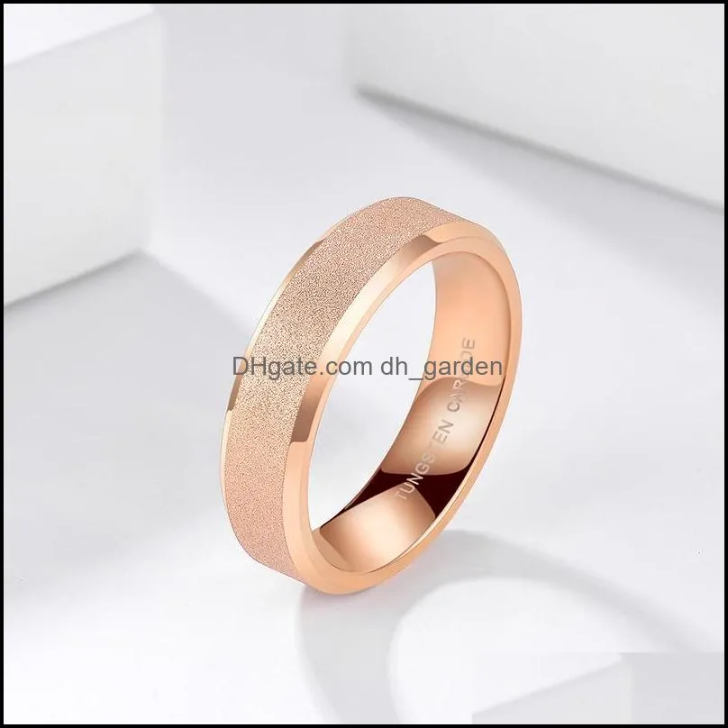 Wedding Rings Tungsten Carbide Rose Gold Frosted Ring 4mm 6mm For Women Men Engagement Band Matte Brushed Female Anillos MujerWedding
