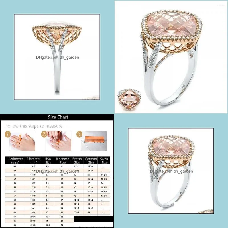 Wedding Rings Fashion Sparkling Champagne Color Ring Morganite Bridal Fine Engagement PartyJewelry GiftWedding Brit22