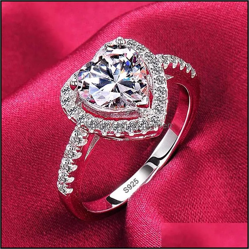 wedding rings prevent allergy 100 genuine tibetan silver 925 ring never fade luxury 18k white gold color prong setting zirconia diamond