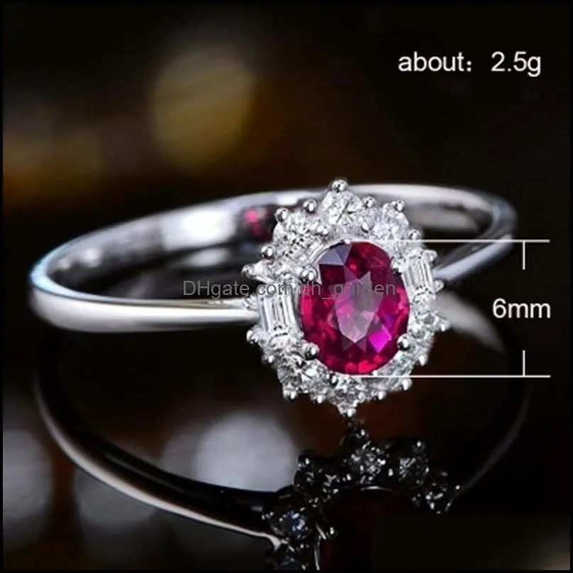 Wedding Rings Rose Red Zircon Stone For Women Vintage Silver Color Promise Love Engagement Ring Luxury Bridal JewelryWedding Brit22