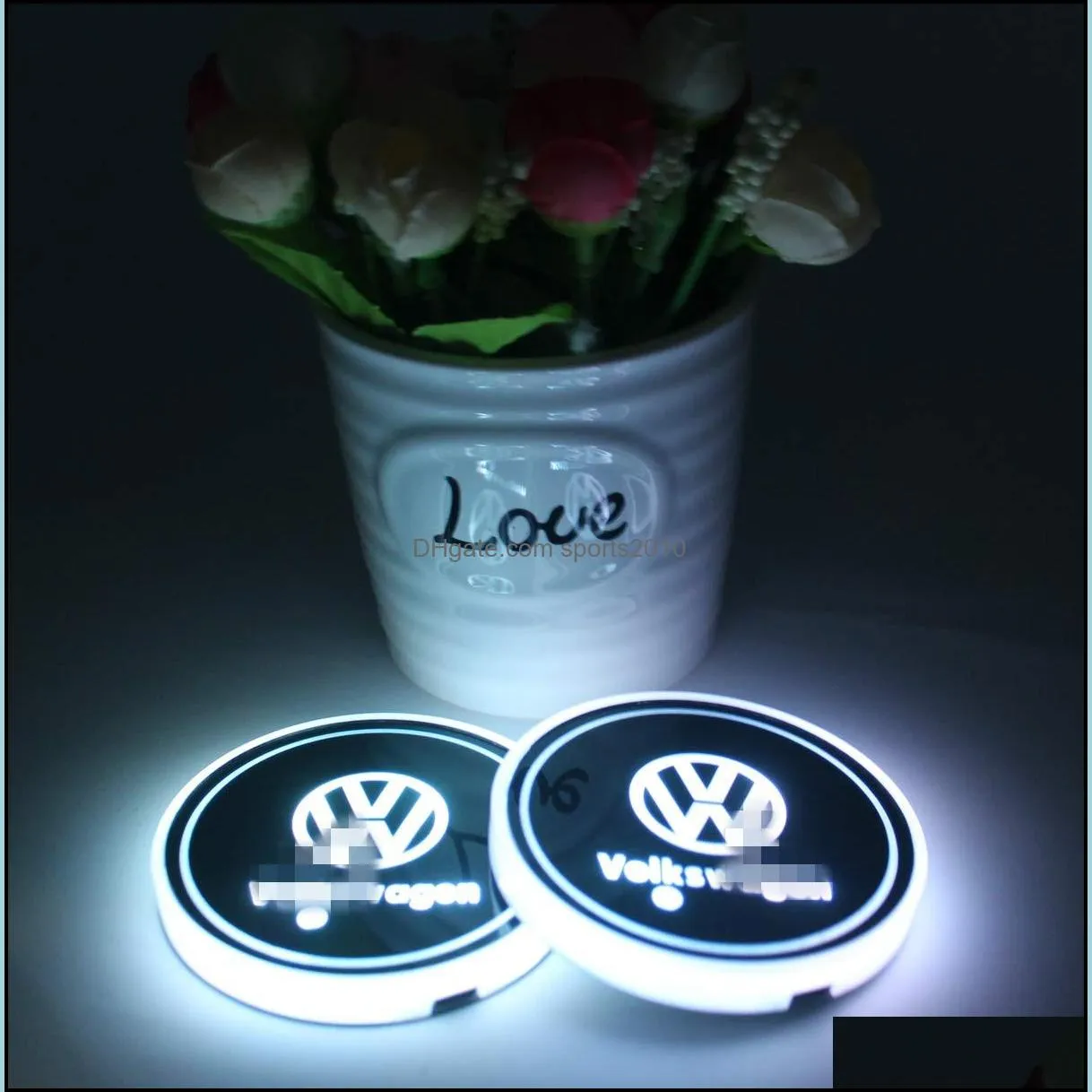 Car Logo LED Cup Pad led Cup Coaster USB Charging Mat Luminescent Cup Pad LED Mat Interior Atmosphere Lamp Decoration Light for