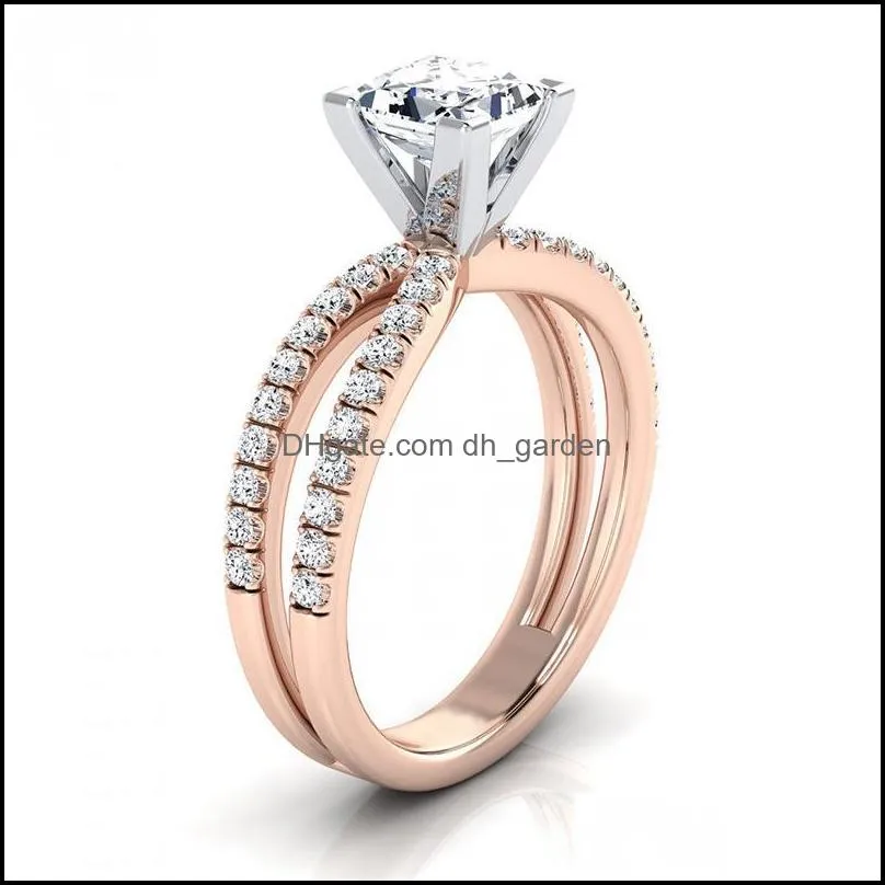 Wedding Rings Luxury Shiny Square CZ Cubic Zircon Stone For Women Jewelry Bridal Engagement Bijoux AnelWedding Brit22