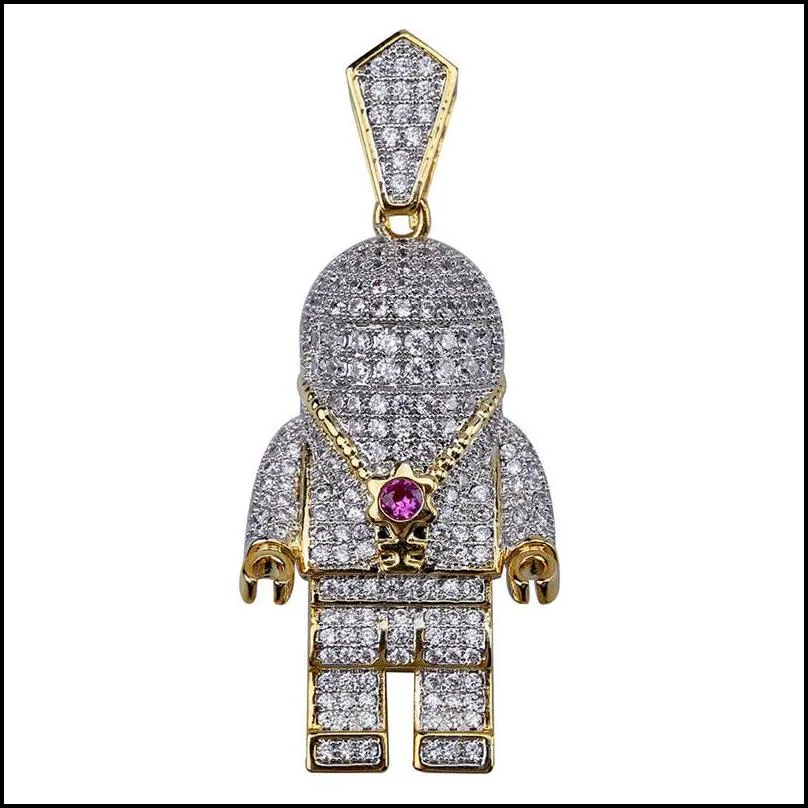 Hip Hop Jewelry Zircon Astronaut Iced Out Cool Mens Pendant Necklace Gold Chain For Men Fashion Necklace