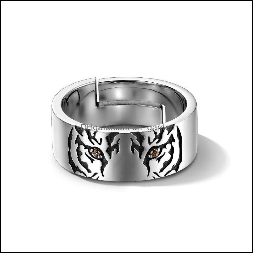 Wedding Rings Punk Hip-Hop Tiger Head Ring For Men Women Vintage Cat Eyes Animal Open Couple Charm Retro Jewelry GiftsWedding Brit22