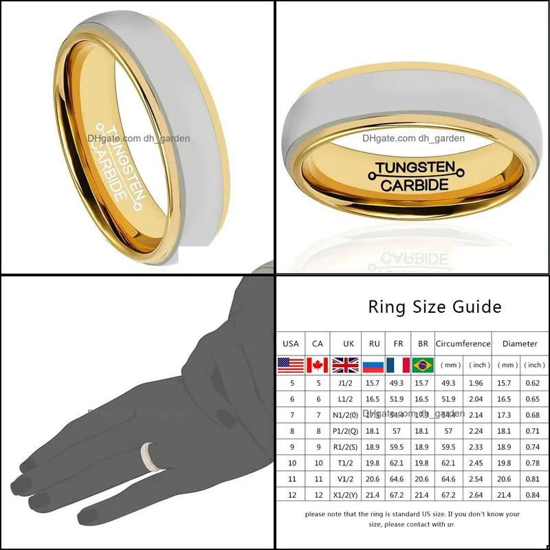 wedding rings arrival 6mm width sliver and gold two colors tungsten carbide for couples comfort fit size 713wedding brit22