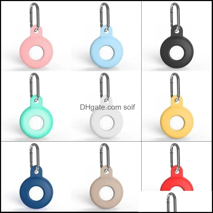 16 colors silicone storage boxes keychain for airtags locator tracker antilost device keychains protect sleeve 807 b3
