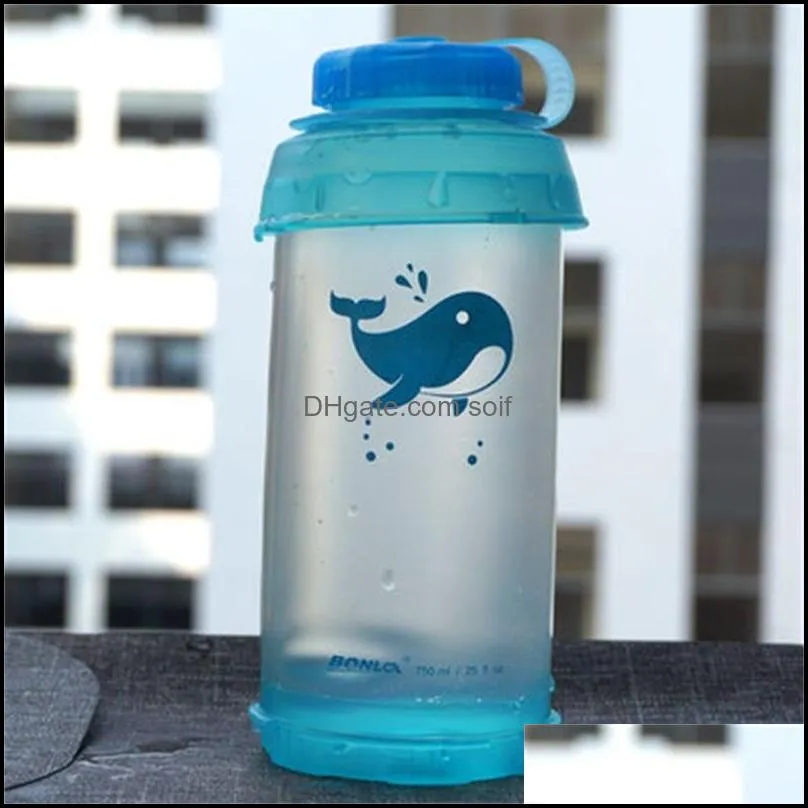 Manufactor Supply Food Grade Soft Kettle TPU 750ML Outdoors Collapsible Water Bottle Portable Sports Cup Whale Printing Multi Color