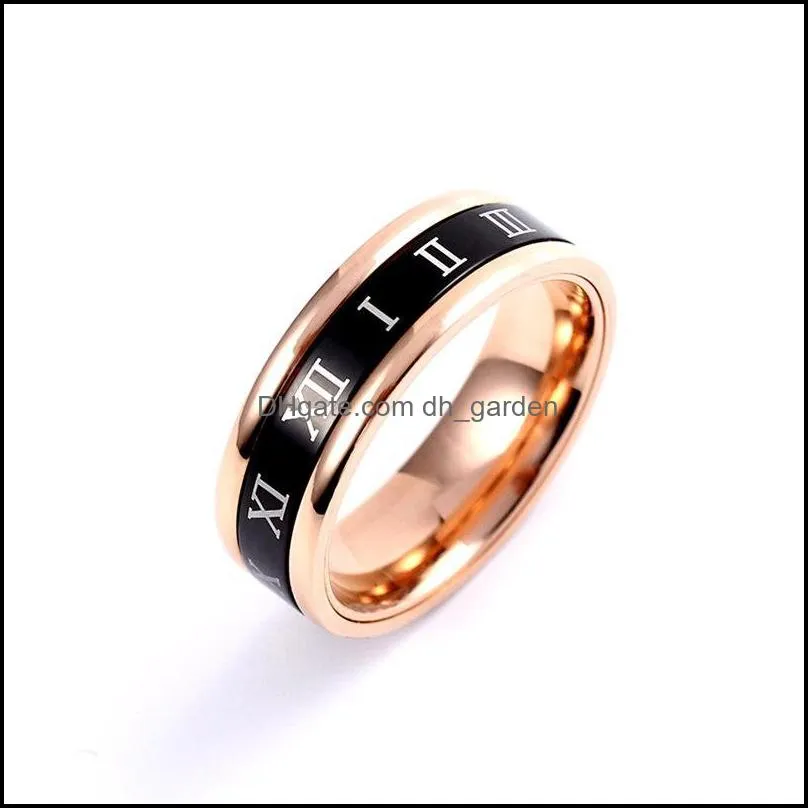 wedding rings 6mm titanium steel ring roman numerals loves rotatable for men and womenwedding brit22