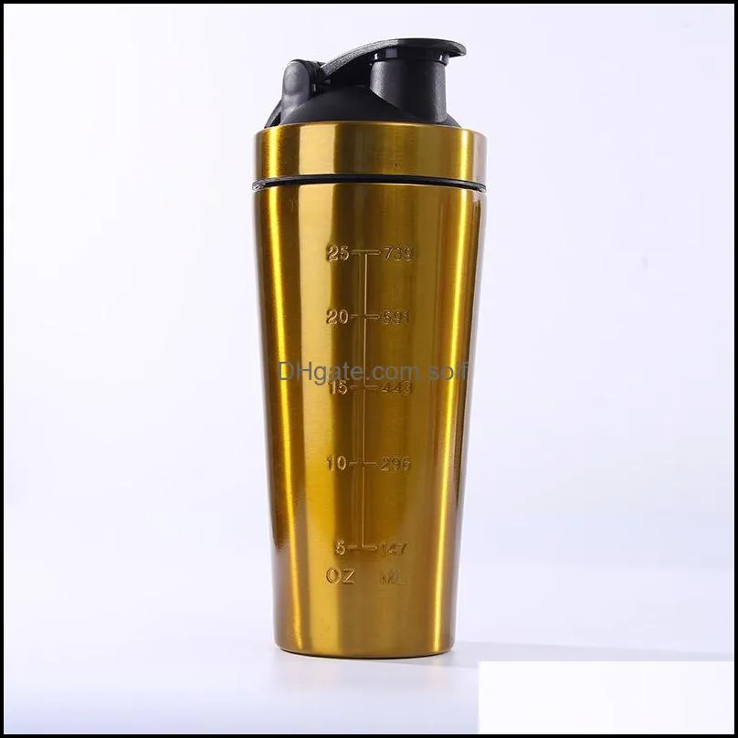 Stainless Steel Water Bottles Creative Shaker Cup Pure Color Vacuum Insulation Tumbler With Scale Outdoor Camping Sport Kettle 17hx Ww