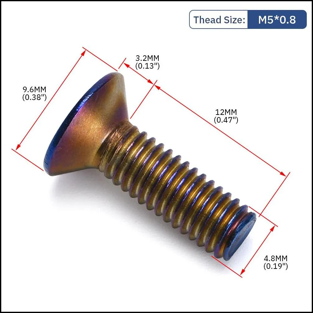 PQY - 6PC/LOTS Burnt Titanium Steering Wheel Bolts Fit a lot of steering wheels Works Bell Boss Kit PQY-LS06CR-T