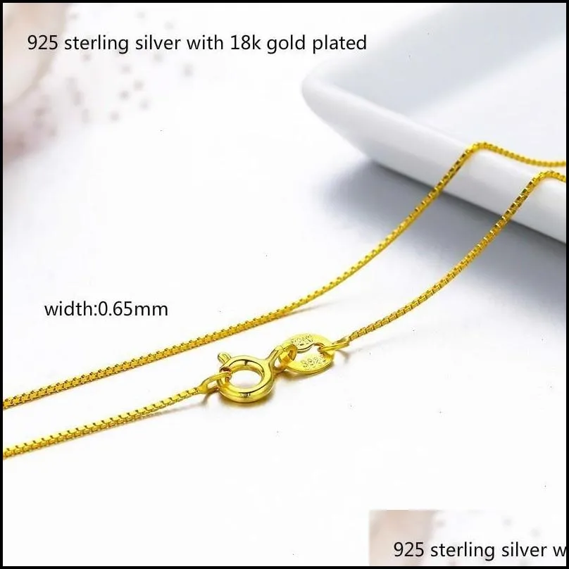 35-80cm 0.65mm Thin Real 925 Necklace Sterling Silver Color Slim Box Chain Womens Kids Girls Mens Jewelry Kolye Collares