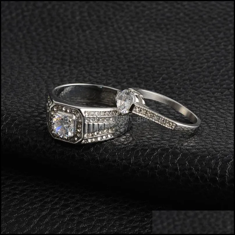 wedding rings stainless steel luxurious bridal for women white gold color inner romantic engagement proposal 4 girlfriendwedding