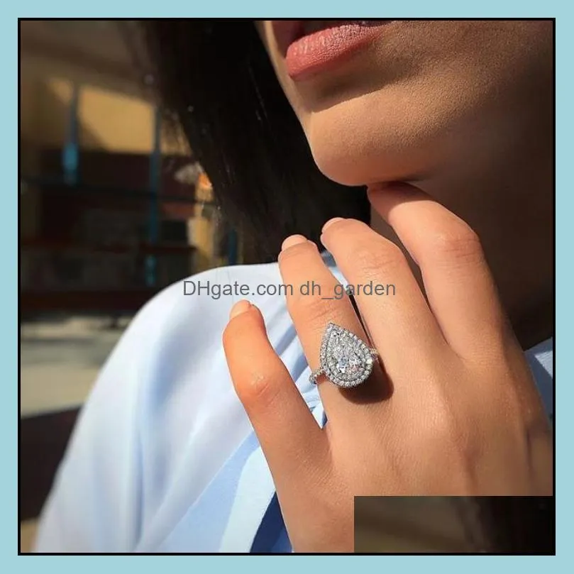 wedding rings silver color oval pear cut for women luxury promise engagement bridal jewelry cubic zirconia anniversary ringwedding