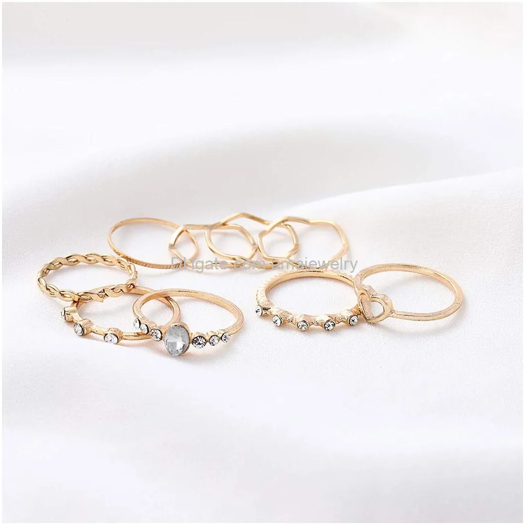 knuckle rings index finger rings hollow love rose gold ring sets for women and girlspack of 9
