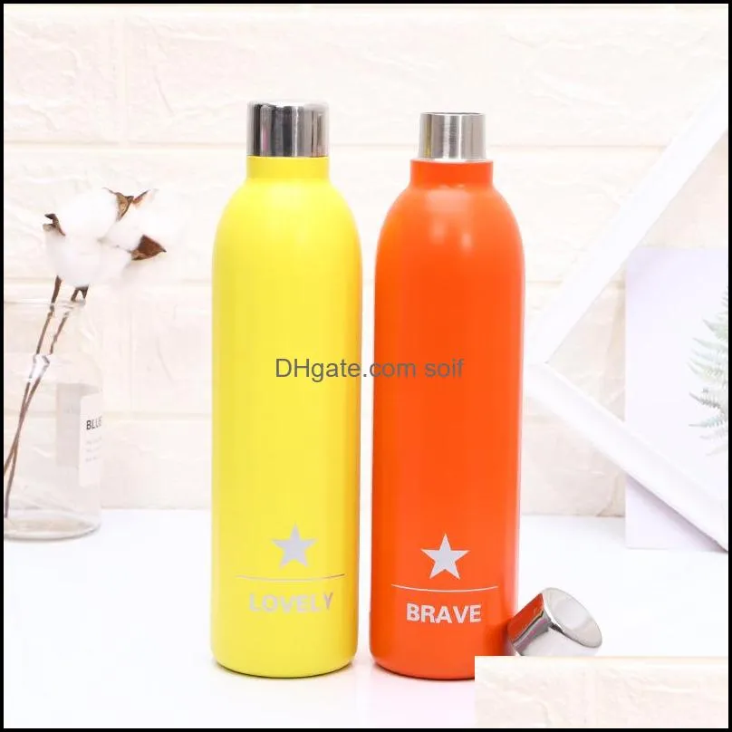 Outdoors Sports Water Bottle Double Deck Stainless Steel Creative Office Vacuum Cup Fashion Tea Tumblers 500ml 18 5hy E1