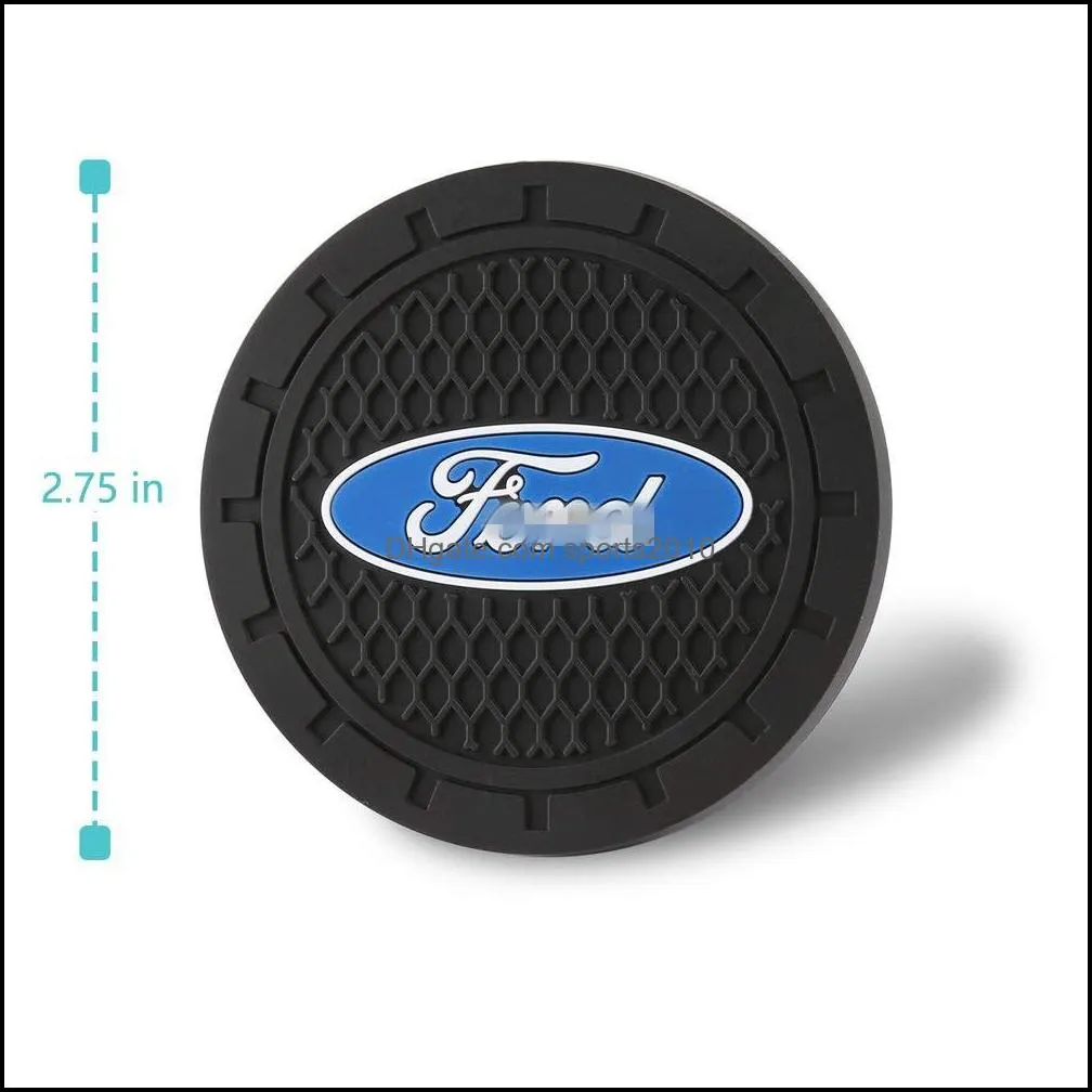 2 Pcs 2.75 inch Car Interior Accessories Anti Slip Cup Mat for Ford Focus,kuga,Fusion,Mondeo,Fiesta,Transit,Mustang, Ranger,F150,F250