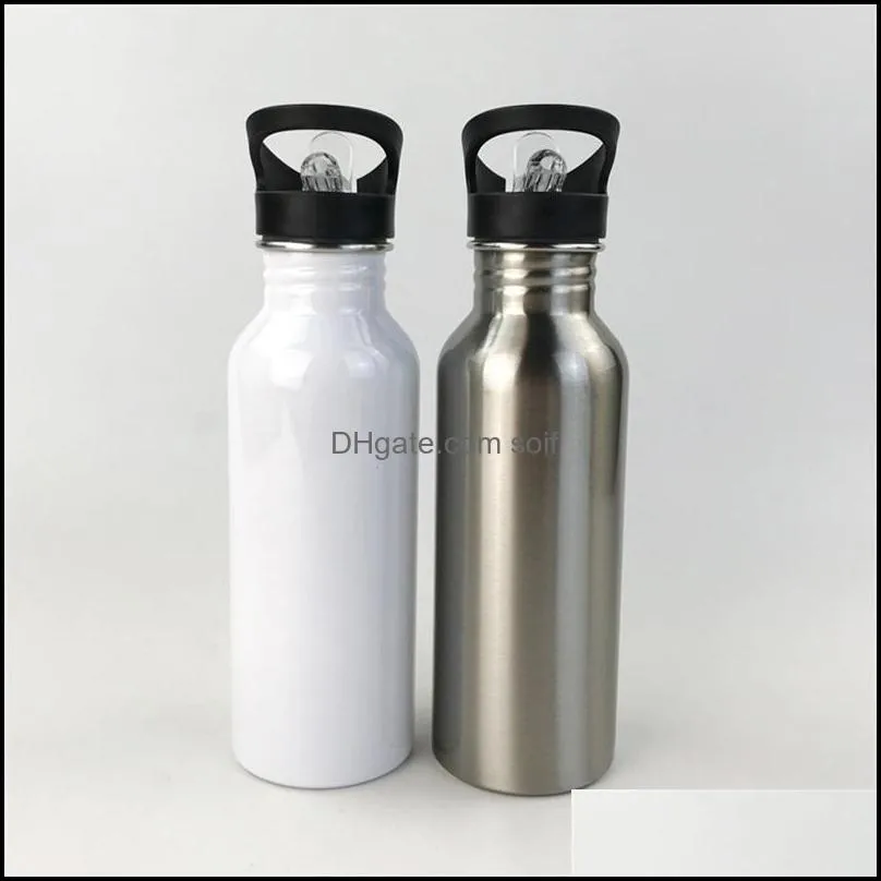 Sublimation Blank Motion Water Bottles Diy Stainless Steel Cup White Thermal Transfer Printing Kettle With Suction Nozzle