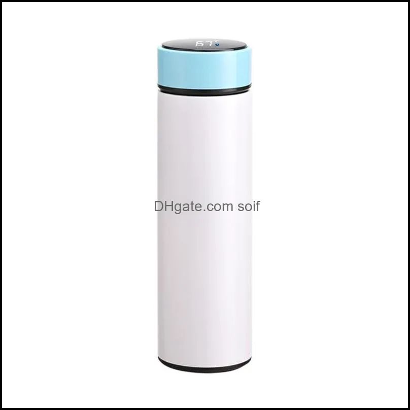 Sublimation Blank Water Bottles Intelligence Show Temperature 304 Stainless Steel Vacuum Flask Flat Mouth Lovers Cup 19 8xm M2