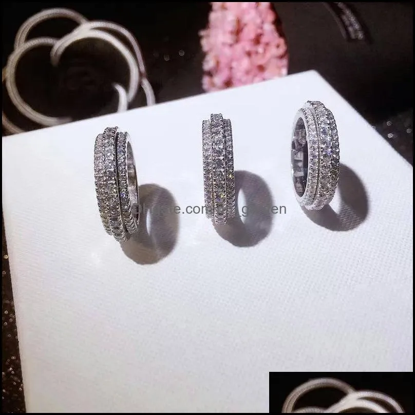 wedding rings creative for women 18k white gold plated double stackable full paved zircon engagement female accessorieswedding brit22