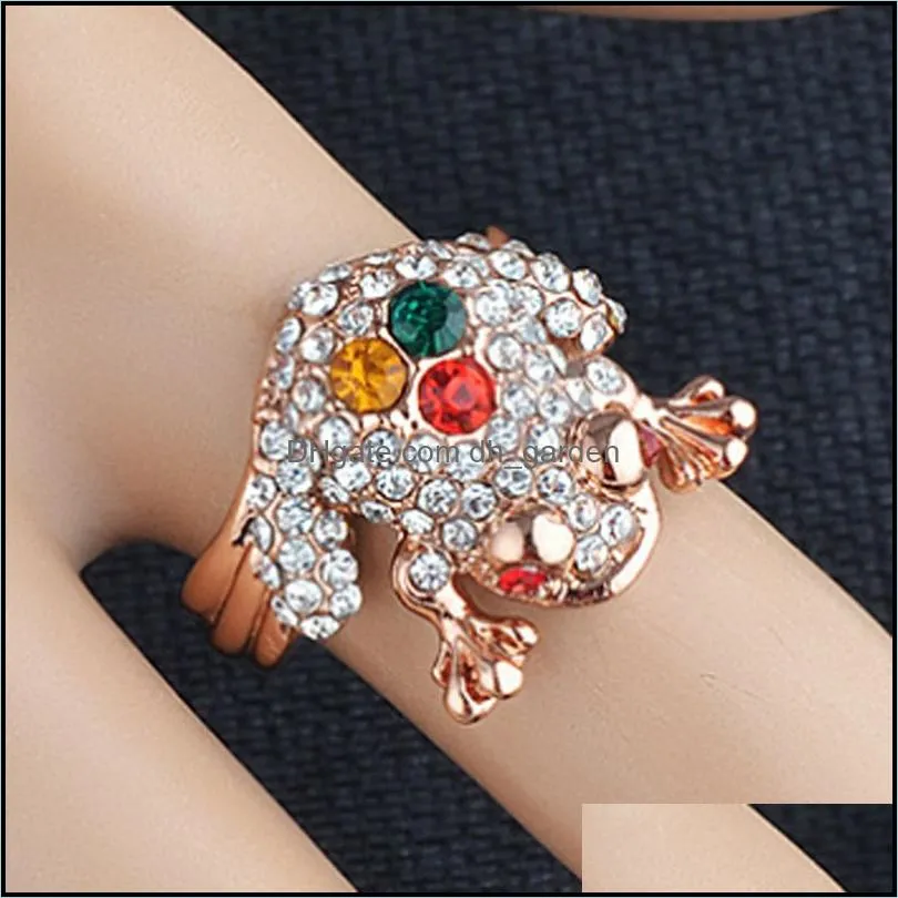 wedding rings zlxgirl jewelry two mixed colorful rhinestone crystal frog animal fashion womens gold finger anel