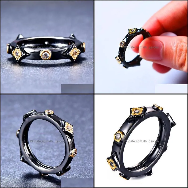 wedding rings unique style male female finger ring fashion black gold round vintage engagement for men and womenwedding brit22