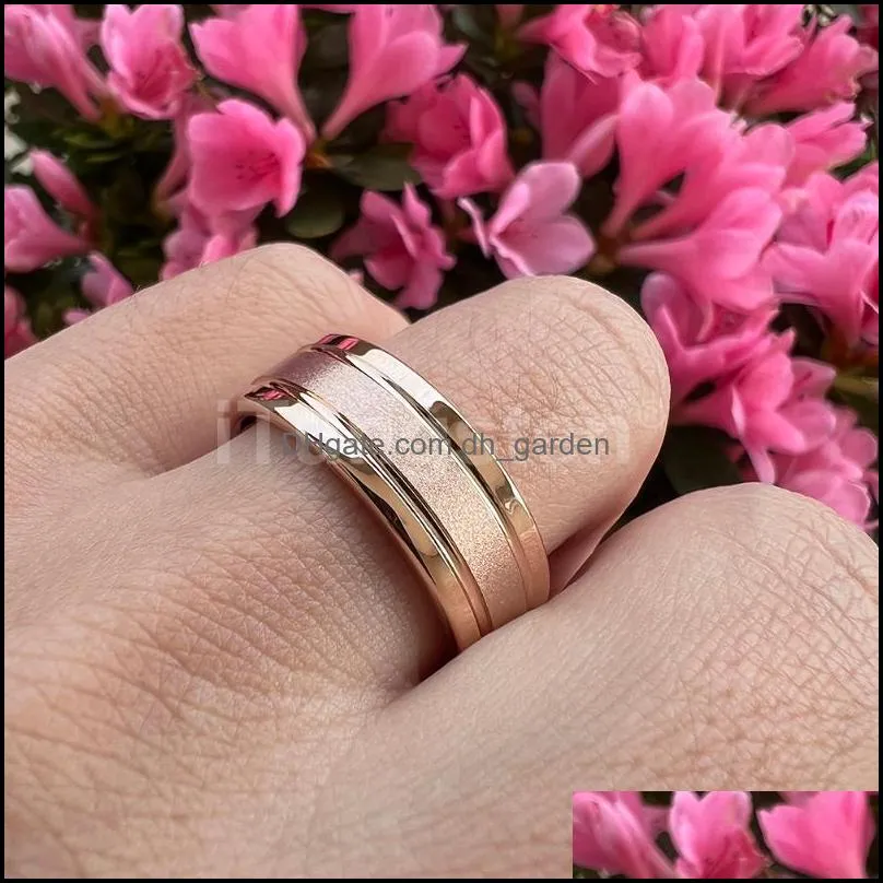 wedding rings itungsten 8mm rose gold plated sandblasted tungsten ring for men women engagement band fashion jewelry comfort fitwedding