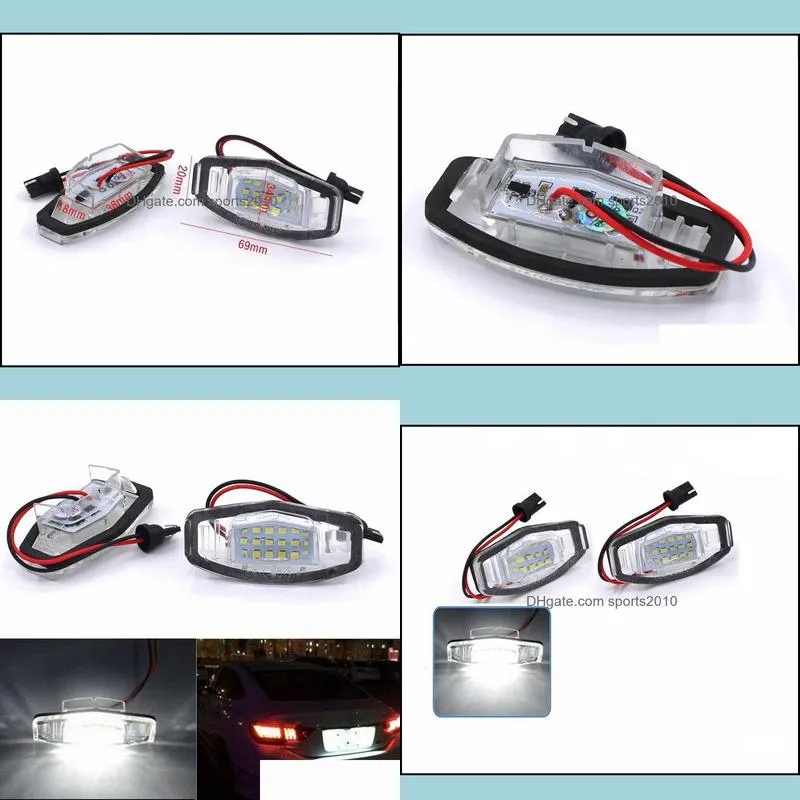 2Pcs/LOT Error Free White LED Number License Plate Light Lamp For Honda Civic City Legend Accord