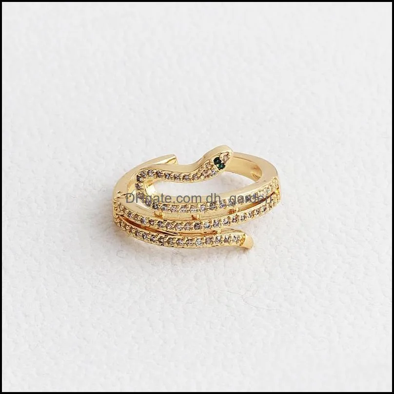 wedding rings square snake design gold color baguette for women men party gift charm multicolor cz finger rainbow zircon hip hop