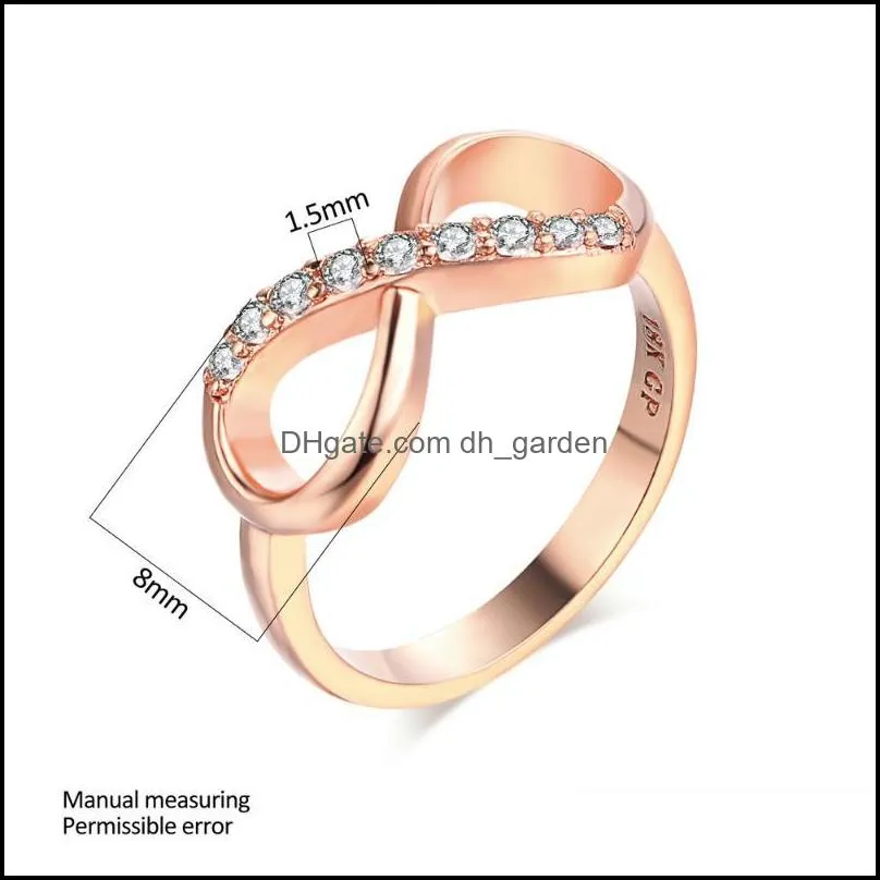 Wedding Rings Design Infinity For Women Rose Gold Crystal Zircon Couple Statement Ring Girls Fashion Jewelry Accessories R407Wedding