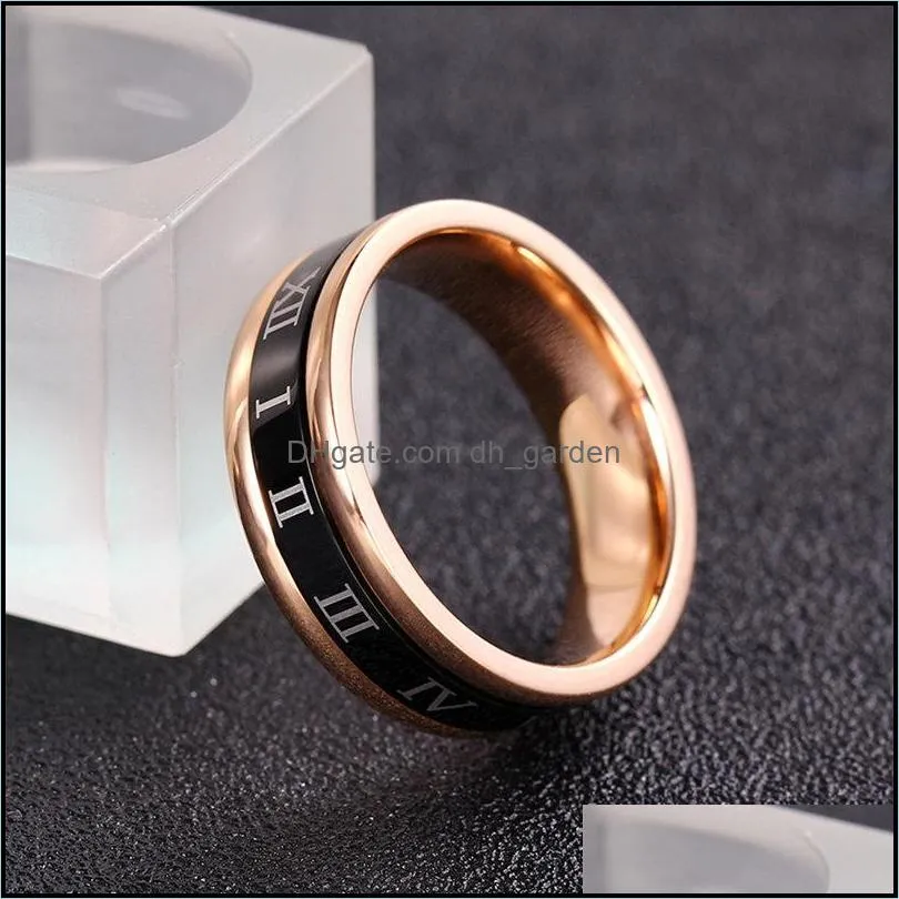 wedding rings 6mm titanium steel ring roman numerals loves rotatable for men and womenwedding brit22