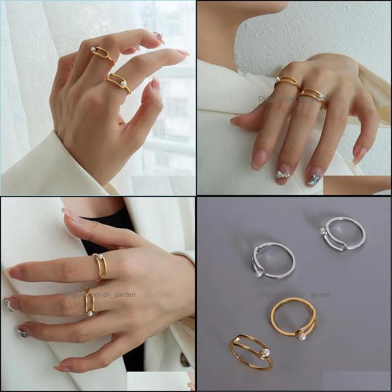 wedding rings fine pearl thin ring for women minimalist style stainless steel fashion jewelry fadeless knuckle ladies beach partywedding