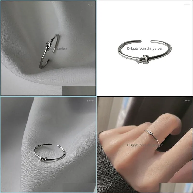 Wedding Rings Women Silver Color Knot Shape Ring Open Jewelry Simple Style Elegant Size Adjustable Engagement Finger