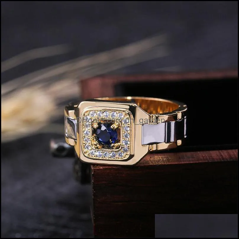 wedding rings blue white zircon mens ring womens yellow gold 2022trend fashion couple party men women jewelrywedding brit22